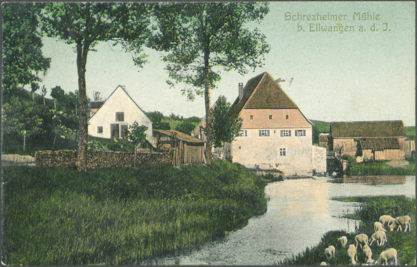 Bildpostkarte von der Schrezheimer Mühle, 1905 (gelaufen, 29. Juni 1906), Privatsammlung.